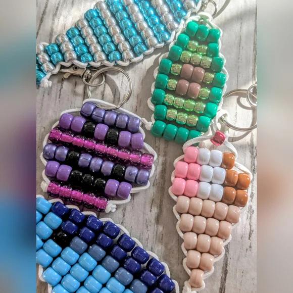 Handcrafted Avocado Beaded Keychain - Picture 3 of 3